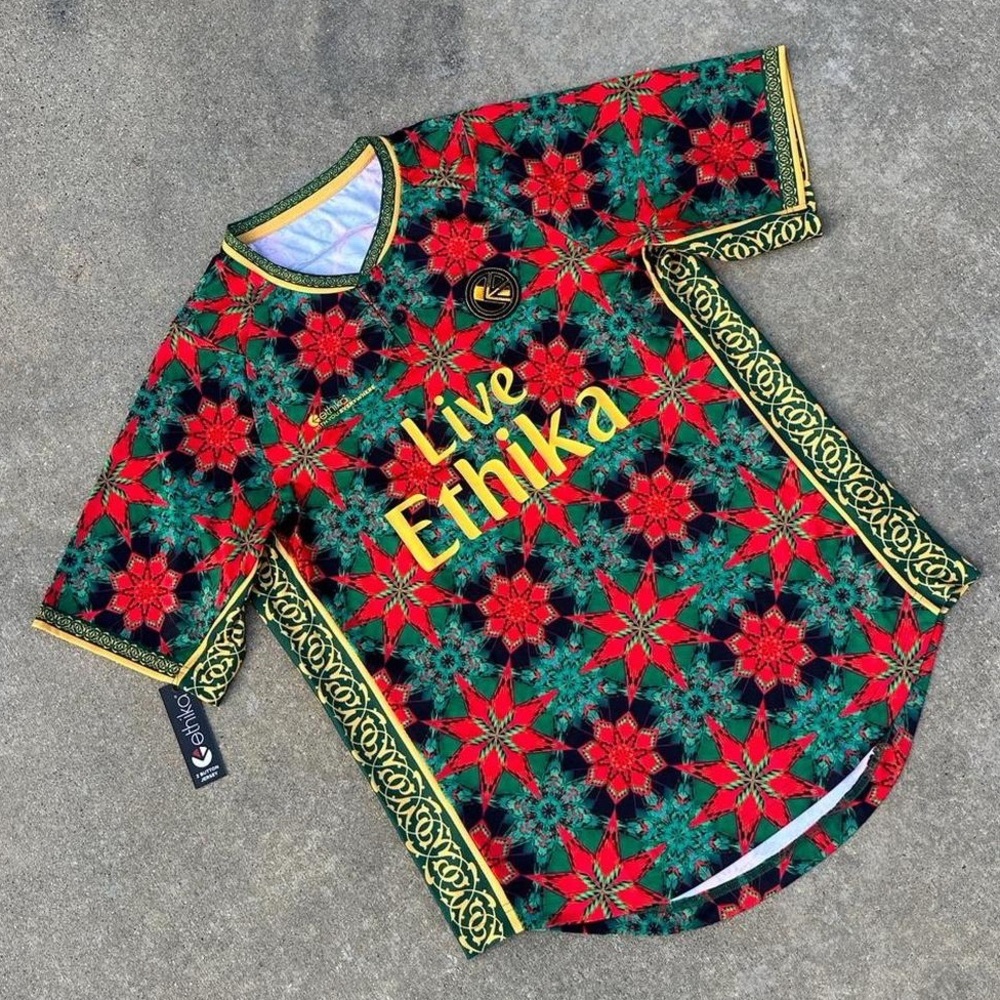 Live Ethika Red Yellow Green Soccer Football Graphic Jersey Shirt